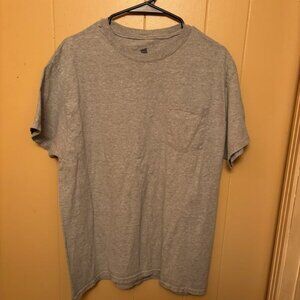 Solis Gray Pocket Tee by Hanes Size Large: GUC
